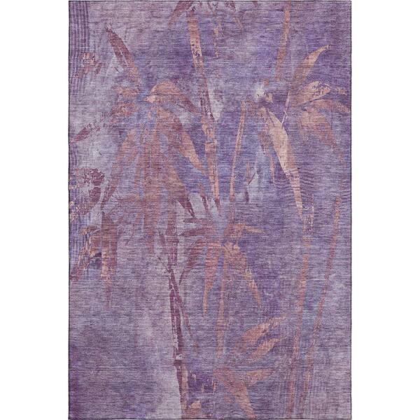 Mayfield Premium Machine Washable Abstract AMF2222 Plum 3 ft. x 4 ft. Area Rug