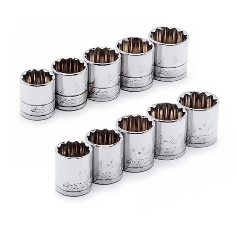 Husky 1/2 in. Drive X-Large SAE/MM Socket Set (10-Piece) - The Home Depot