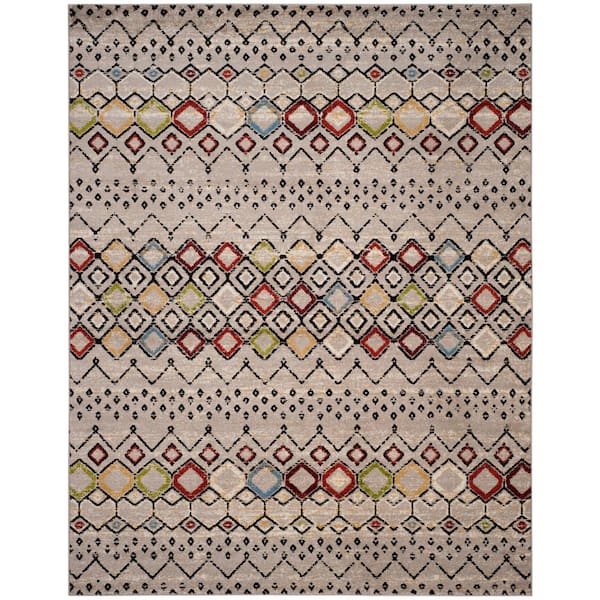 SAFAVIEH Amsterdam Light Gray/Multi 12 ft. x 18 ft. Multi-Diamonds Chevron Area Rug