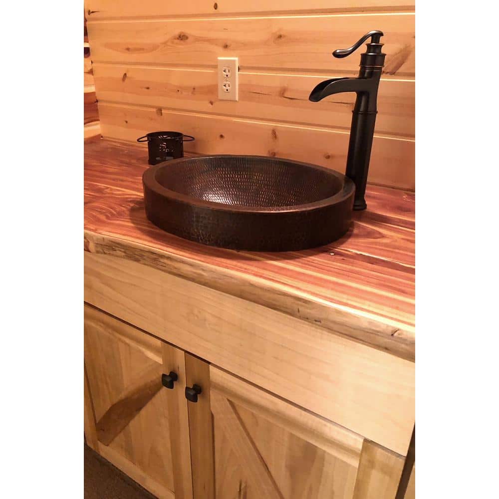18" Oval Hammered Copper Vessel Sink in Oil Rubbed Bronze