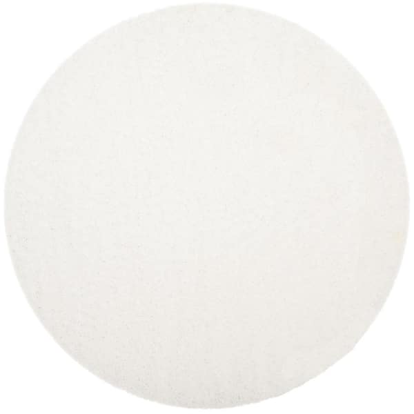 Laguna Shag White 7 ft. x 7 ft. Round Solid Area Rug