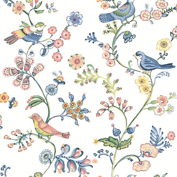 Chesapeake Jinjur Multicolor Bird Trail Wallpaper Sample