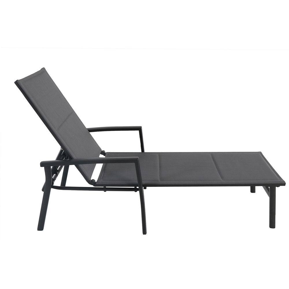 Halsted Deluxe Cool Gray Padded Sling Outdoor Chaise Lounge