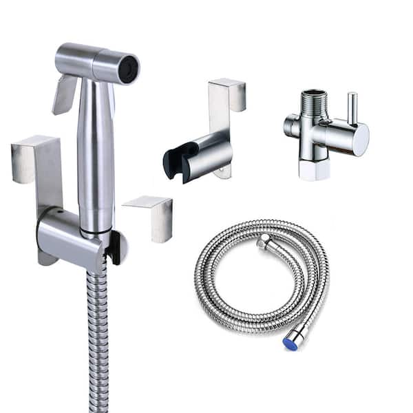 Tidoin Non- Electric Bidet Sprayer Bathroom Accessory Bidet Attachment with Hose in. Silver