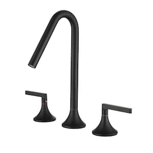 8 in. Widespread Deck Mount 2-Handle Bathroom Faucet in Matte Black