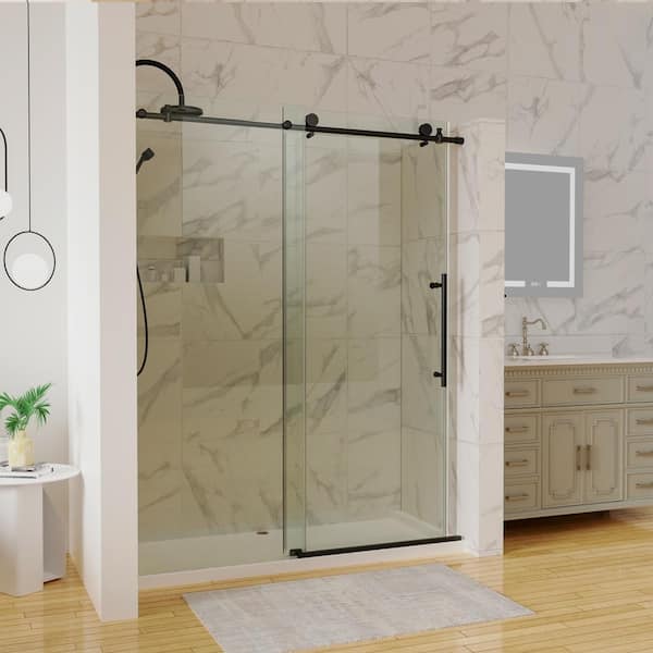 ブラックアンジェラ ANGELES HOME 56-60 in. W x 74 in. H Sliding Semi-Frameless