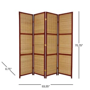 6 ft. Red/Brown 4-Panel Room Divider
