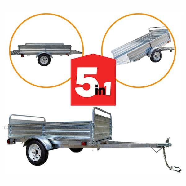 DK2 1639 lbs. Payload Capacity 4.5 ft. x 7.5 ft. Galvanized Steel Utility Trailer Kit with Bed Tilt and Collapsing Ends