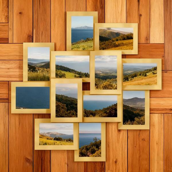 12-Pack 4 in. x 6 in. Gold Wood Collage Frame for Wall Decor