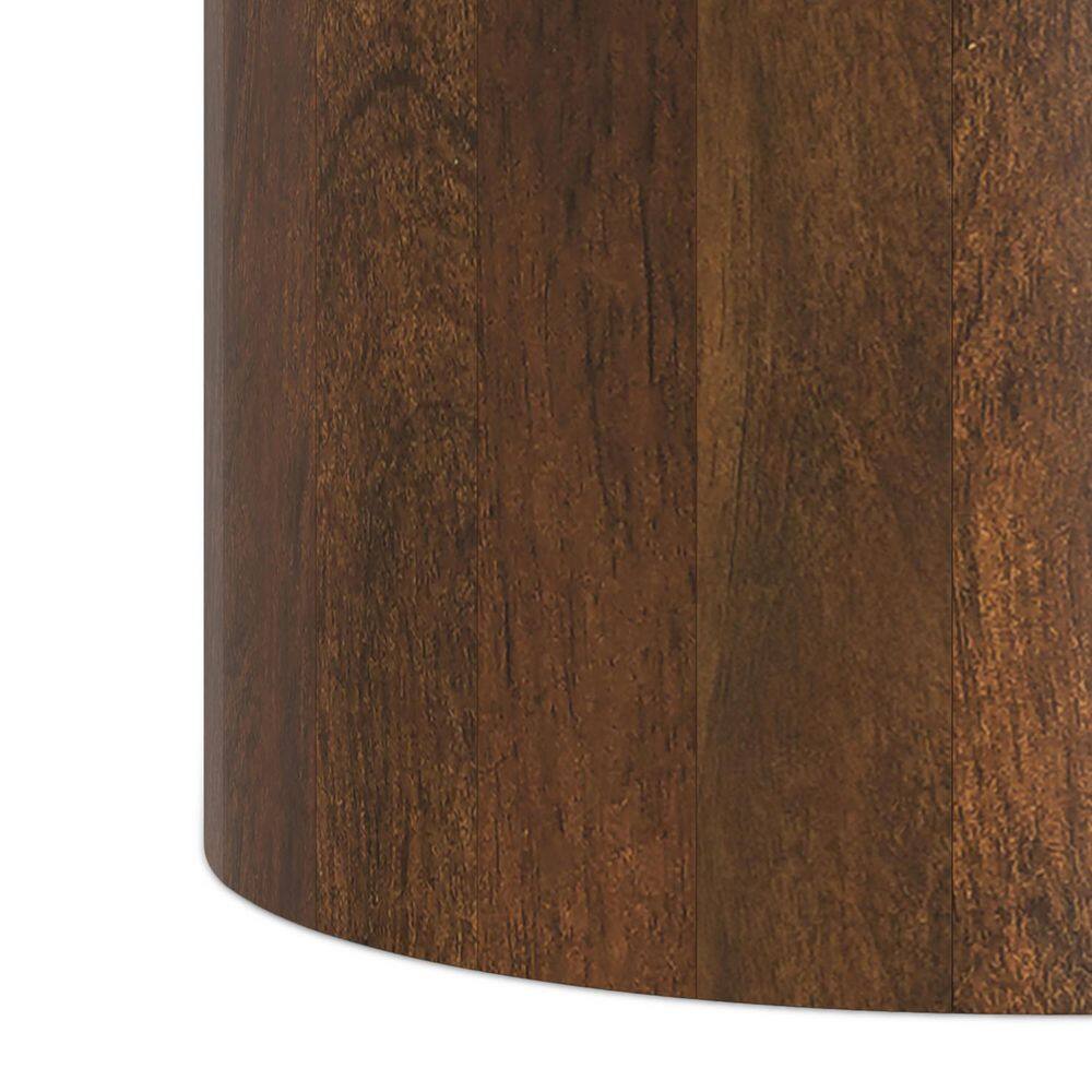 Millbury 20 in. W Walnut Brown Round Solid Mango Wood End Table with Handcrafted Design - thumbnail 8