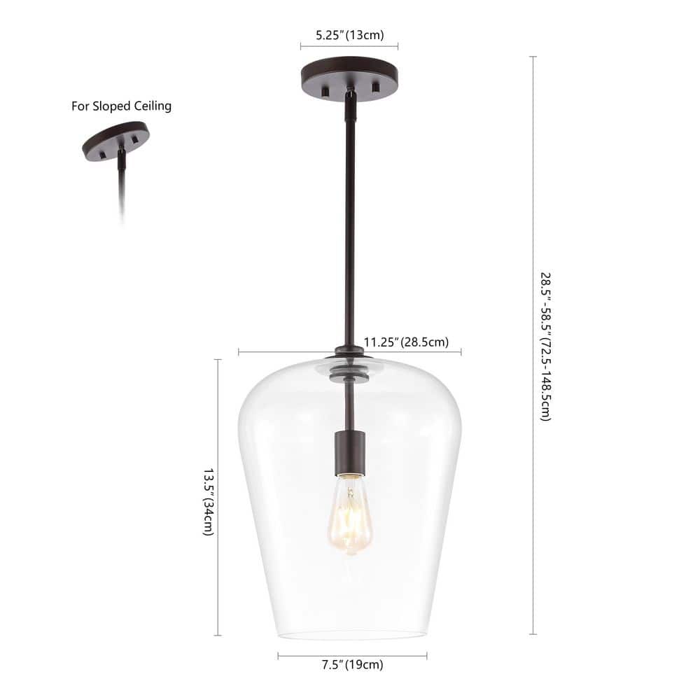Hayes 11.25" Oil-Rubbed Bronze Industrial Farmhouse LED Pendant