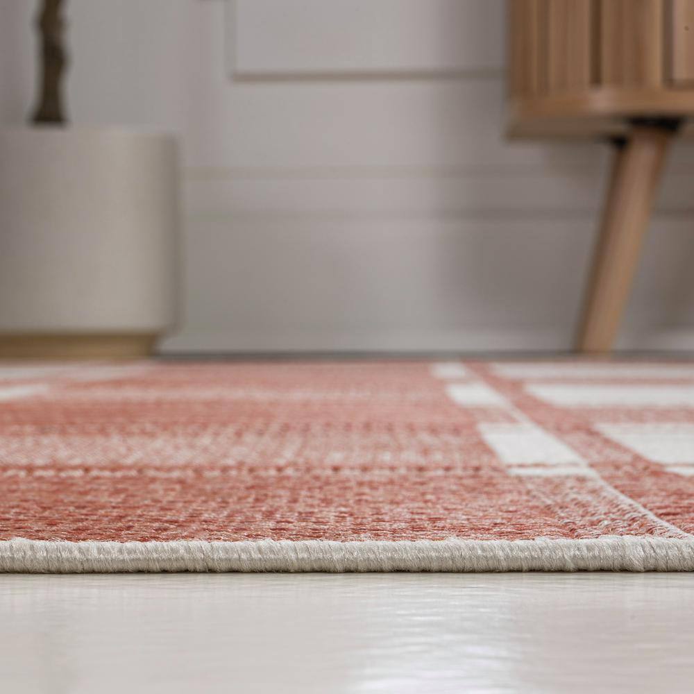 Sabine Salmon and Cream Synthetic 3 x 5 Rectangular Area Rug