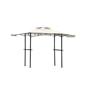 12 ft. x 4 ft. White Double Top Iron Gazebo with Bar on Both Sides