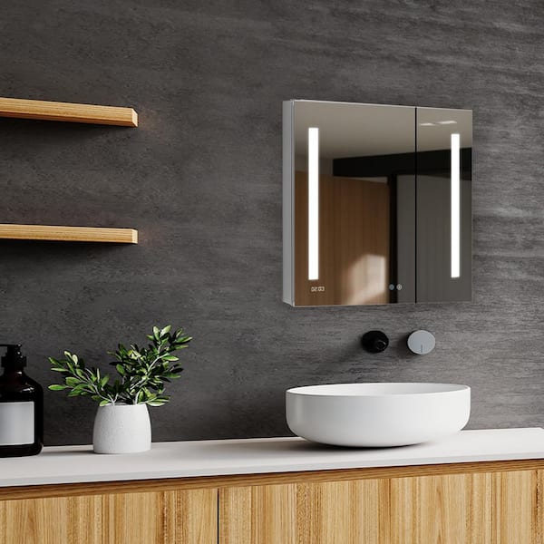 Signature Royale 36 in W x 30 in. H Recessed or Surface Mount Medicine Cabinet with Bi-View Doors and LED Lighting
