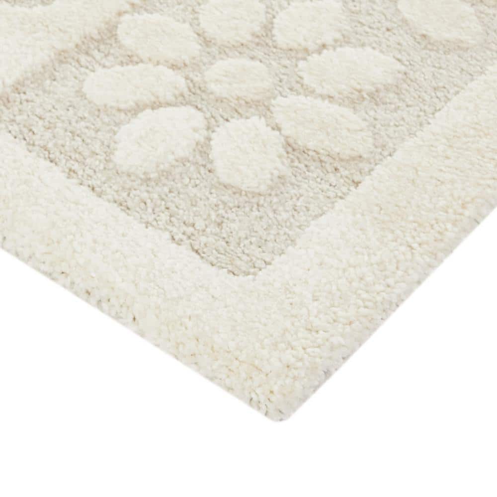 Cream Floral Rectangular Synthetic Easy Care Area Rug