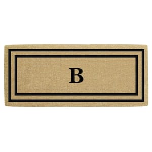 24 in. x 57 in. Heavy Duty Black Thin Double Picture Frame Monogrammed B Coco Door Mat