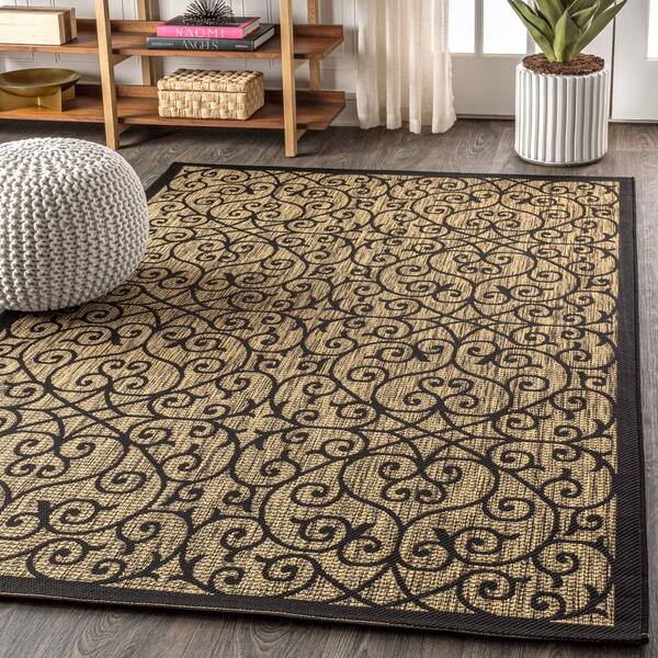 JONATHAN Y Madrid Vintage Filigree Black/Khaki 3 ft. 11 in. x 6 ft