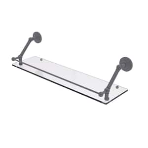 Prestige Que New 30 in. Floating Glass Shelf with Gallery Rail in Matte Gray