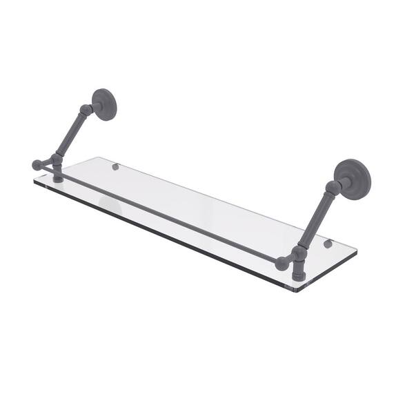 Prestige Regal 30 in. Floating Glass Shelf with Gallery Rail in Matte Black Prestige Regal 30 in. Floating Glass Shelf with Gallery Rail in Matte Black