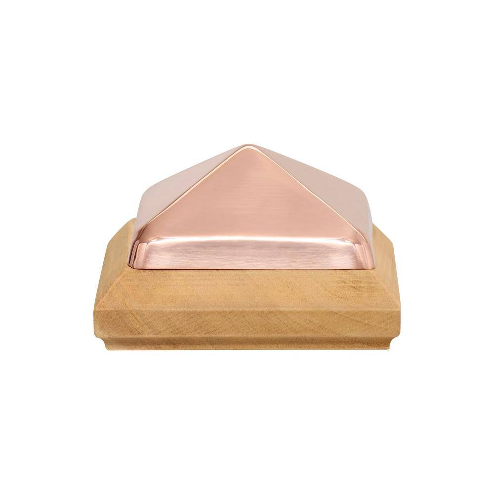 Miterless 4 in. x 4 in. Untreated Wood Slip Over Fence Post Cap with Copper