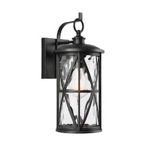 Millbrooke Small 7 in. W 1-Light Antique Bronze Outdoor Wall Mount Lantern with Water Glass