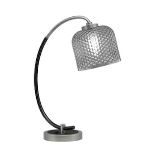 Delgado 18.25 in. Graphite and Matte Black Accent Desk Lamp with Smoke Textured Glass Shade