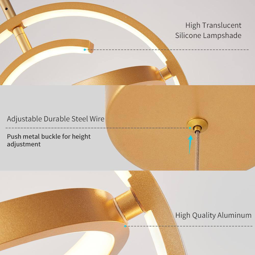 Gold Adjustable Globe LED Pendant Light with Cage Design