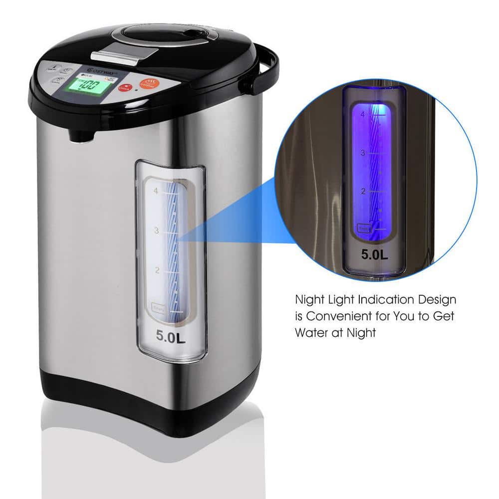 5-Liter Silver Stainless Steel Electric Hot Water Dispenser