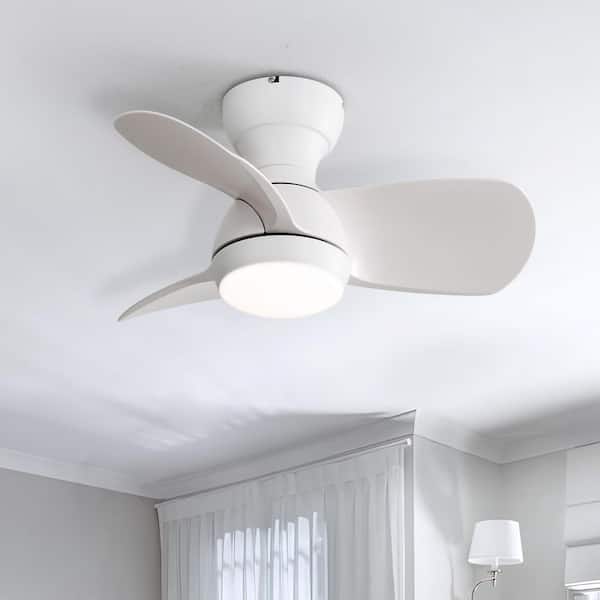 23 in. Indoor Small Modern White Ceiling Fan with Dimmable LED Light and Remote for Bedroom