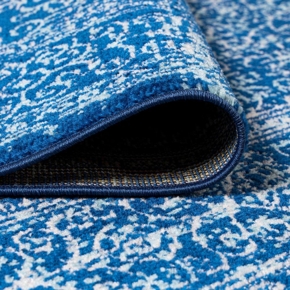 Azul Filigree Blue and White Synthetic Area Rug