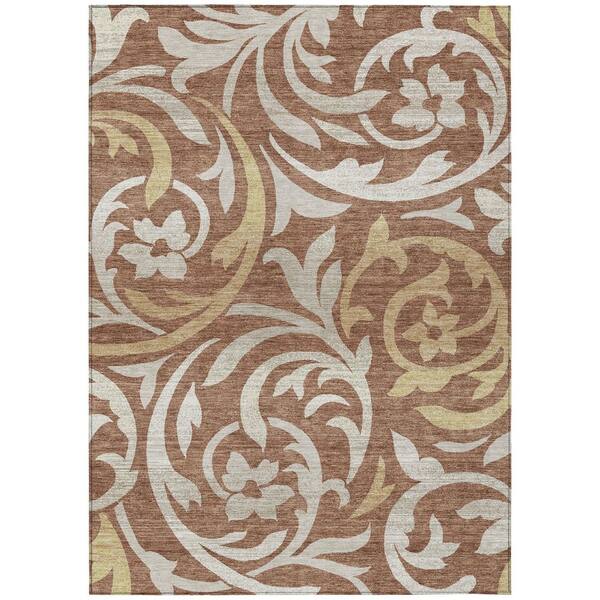 Chantille Machine Washable Indoor/Outdoor Abstract ACN3168 Rust 3 ft. x 5 ft. Area Rug