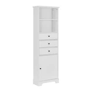 Multifunctional MDF Storage Cabinet with Adjustable Shelves and 3-Drawers for Bathroom, Kitchen and Living Room - White