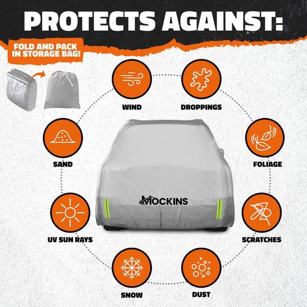 Mockins 200 in. x 75 in. x 75 in. Water Resistant SUV Car Cover - Oxford 150D - Silver
