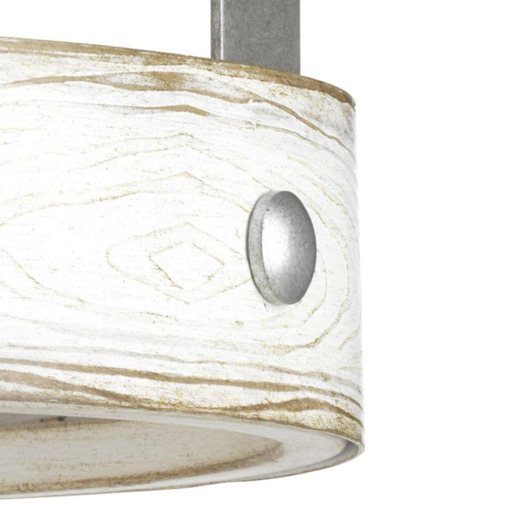 Gulliver Mini Drum Pendant Light with Galvanized Finish and Wood Texture