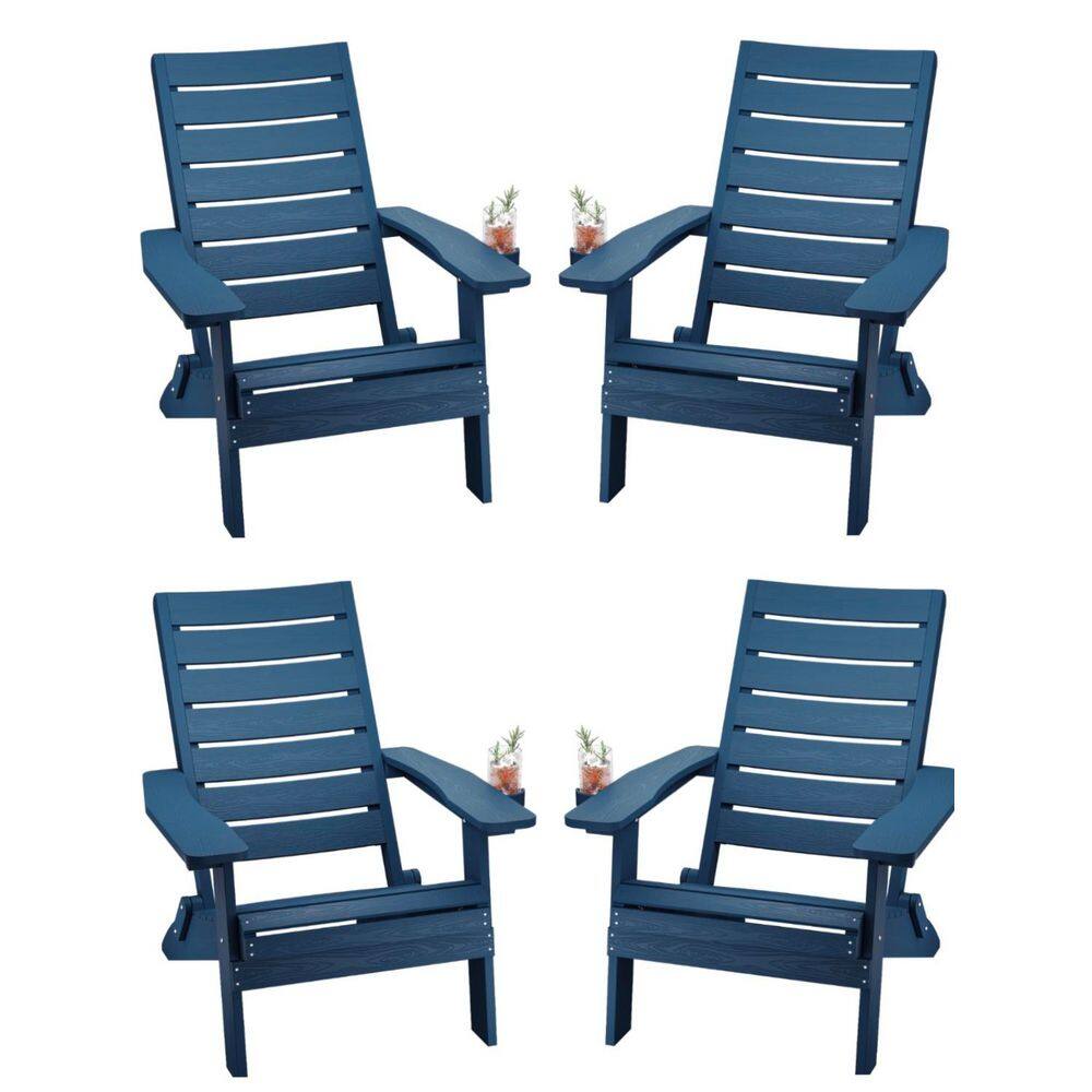 All-Weather HIPS Navy Blue Folding Plastic Patio Adirondack Chair for Outdoor (Set of 4) price history on PriceWatchPro