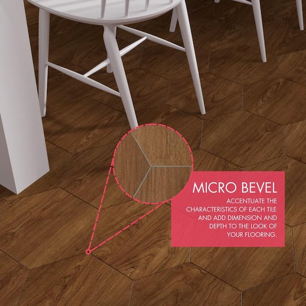 BaseCore HEX Java 12 MIL x 5.75 in. W Waterproof Peel and Stick Vinyl Plank Flooring (21.5sqft/case)