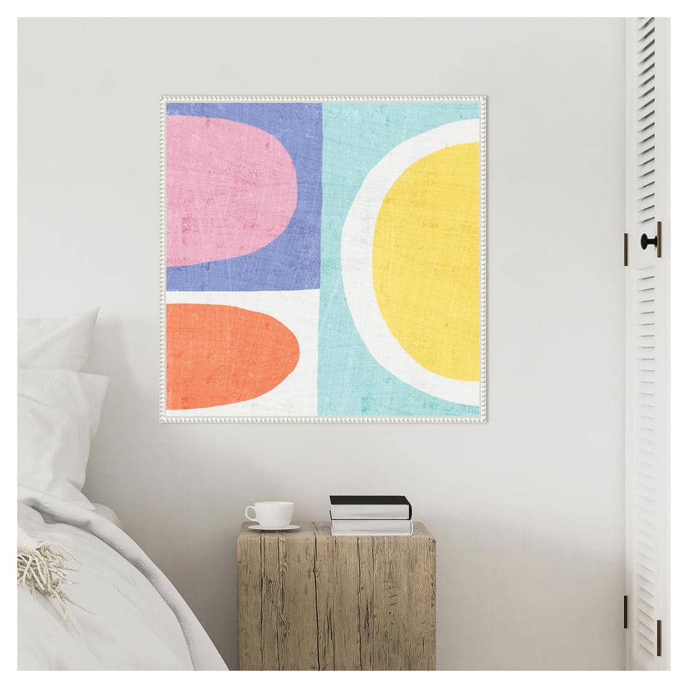 Pastel II Abstract Canvas Art with White Floater Frame