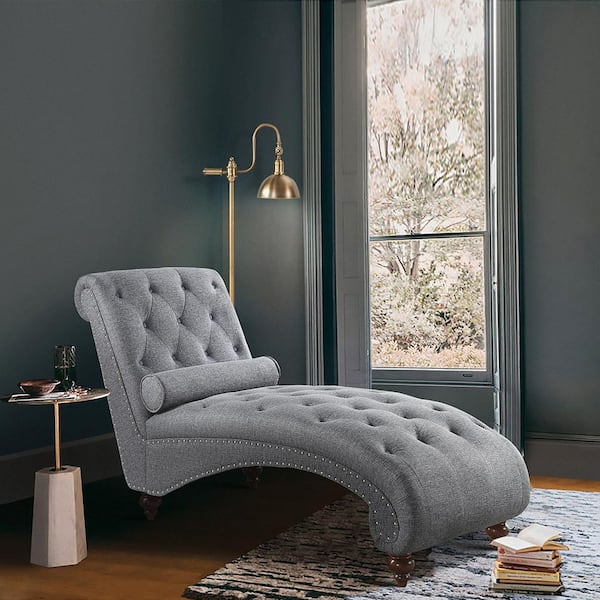 Unbranded Keller Dark Gray Tufted Chaise with Pillow