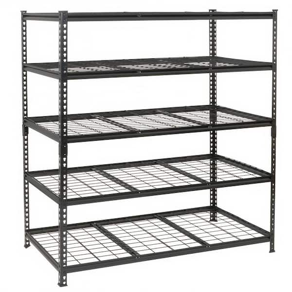 Queenly 5-Tier Steel Storage Shelving in Black (48 in. W x 24 in. D x 72 in. H)