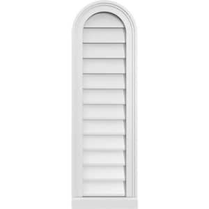 12 in. x 38 in. Round White PVC Paintable Gable Louver Vent Non-Functional