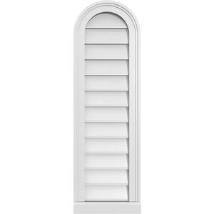 12 in. x 38 in. Round White PVC Paintable Gable Louver Vent Non-Functional