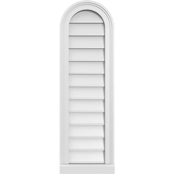 Ekena Millwork 12 in. x 38 in. Round White PVC Paintable Gable Louver Vent Non-Functional