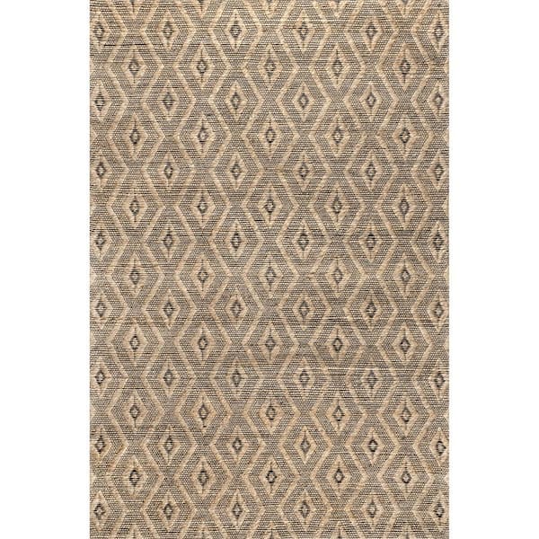nuLOOM Selena Hand Loomed Jute Diamond Trellis Natural 8 ft. x 10 ft. Indoor Area Rug