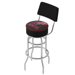 The Ohio State University Smoking Brutus 31 in. Red Low Back Metal Bar Stool with Vinyl Seat