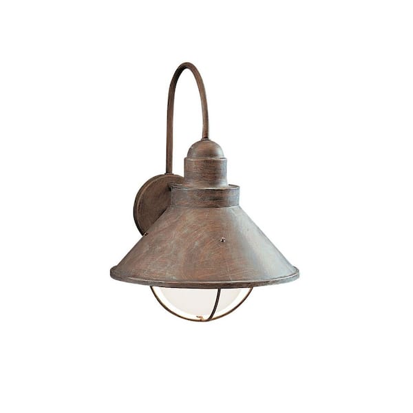 KICHLER Seaside 1-Light Olde Brick Outdoor Hardwired Barn Sconce with No Bulbs Included (1-Pack)