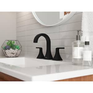 Bruxie 8 in. Adjustable Widespread Double Handle Bathroom Faucet with Drain Kit Included in Spot Defense Matte Black