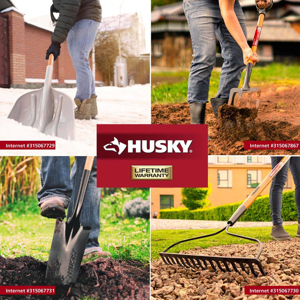 Husky - Brandclub - 31 in. Wood Handle D-Grip Poly Scoop Shovel