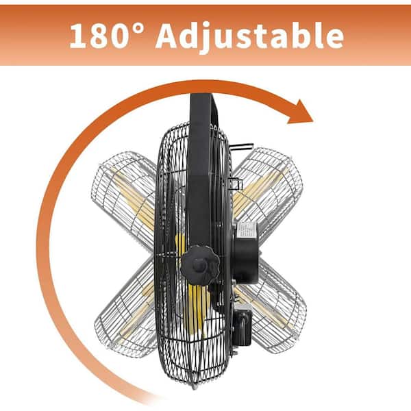 14 in. Yellow 3-Speeds Outdoor Wall Mounted Fan with IP44 Enclosure Motor, Sealed Control Box, GFCI Plug