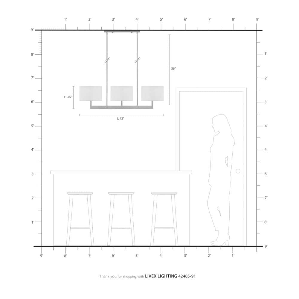 Hayworth Contemporary Brushed Nickel 3-Light Linear Chandelier