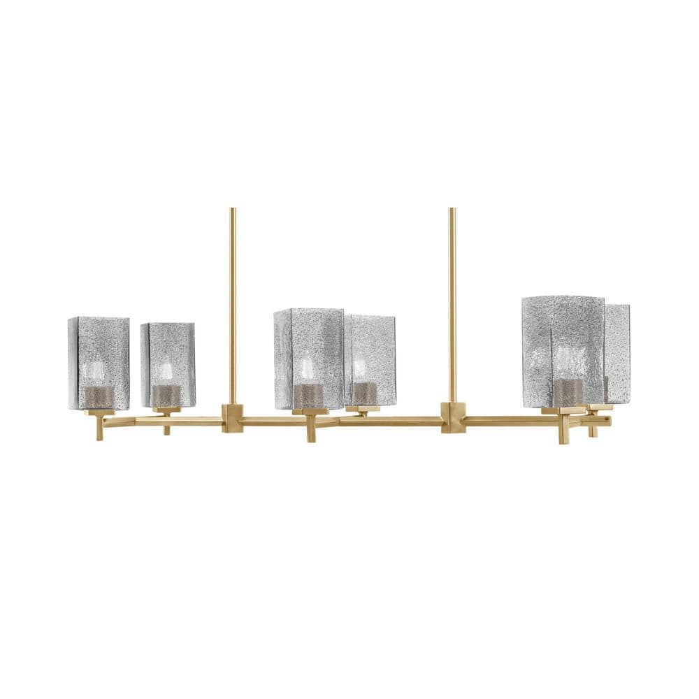 Bridgewater 6-Light New Age Brass Linear Chandelier, Any Room with 3.5 in. 